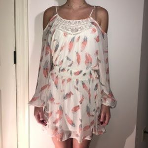 [Xhilaration] Cold Shoulder Boho Feather dress